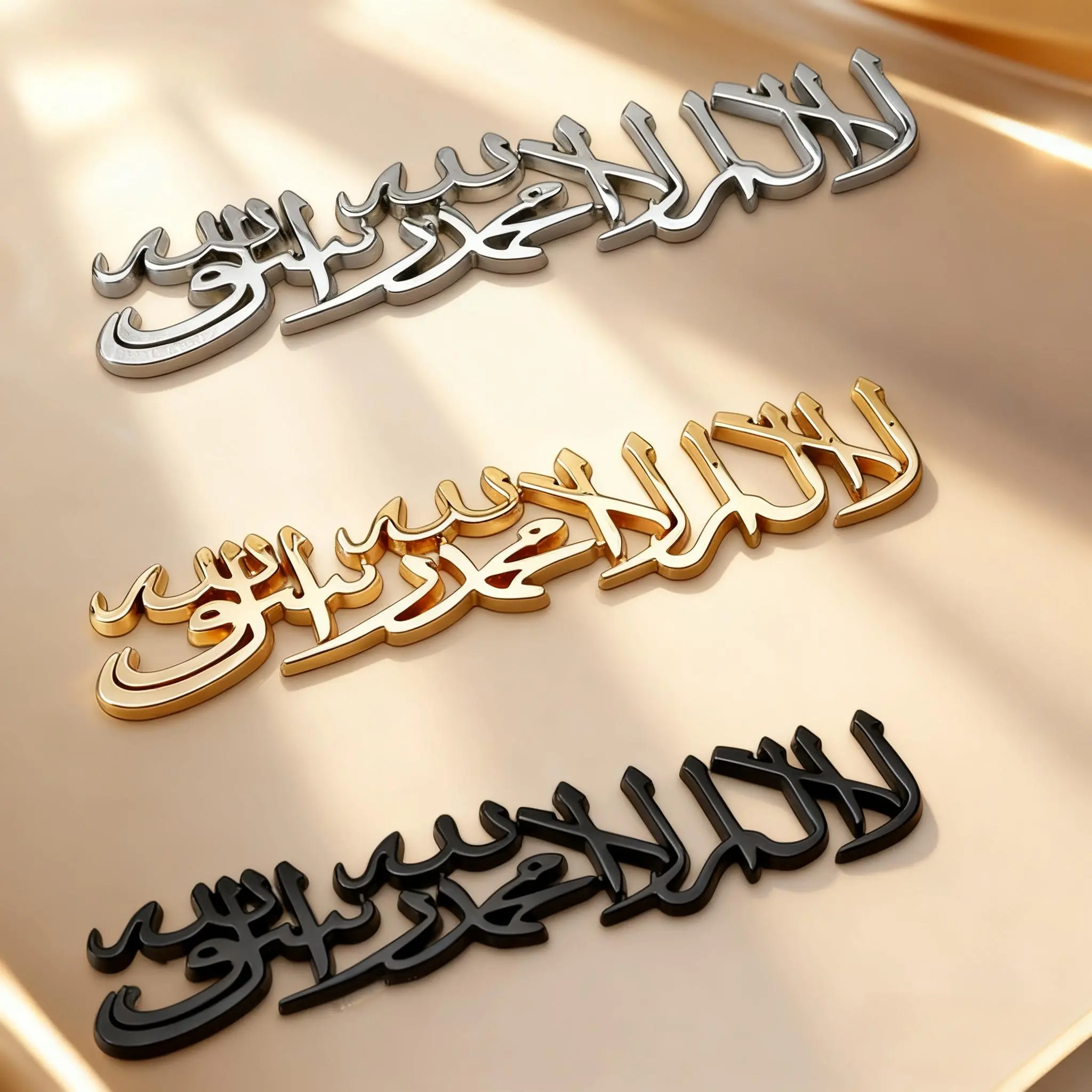 3D Islamic Metal Emblems - Premium Raised Faith Self-Adhesive Decals for Vehicles, Weatherproof Automotive Decoration for Muslim Drivers, Halal Rides Car/Truck Gifts, Water-Resistant