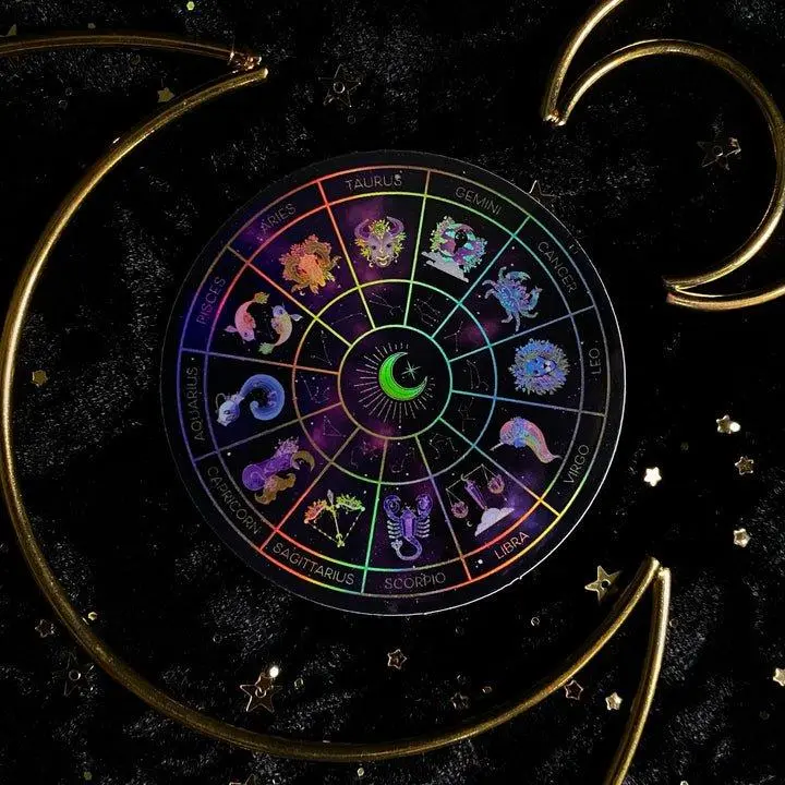Amethystrology Zodiac Wheel Holographic Sticker by Moonstruck Crystals