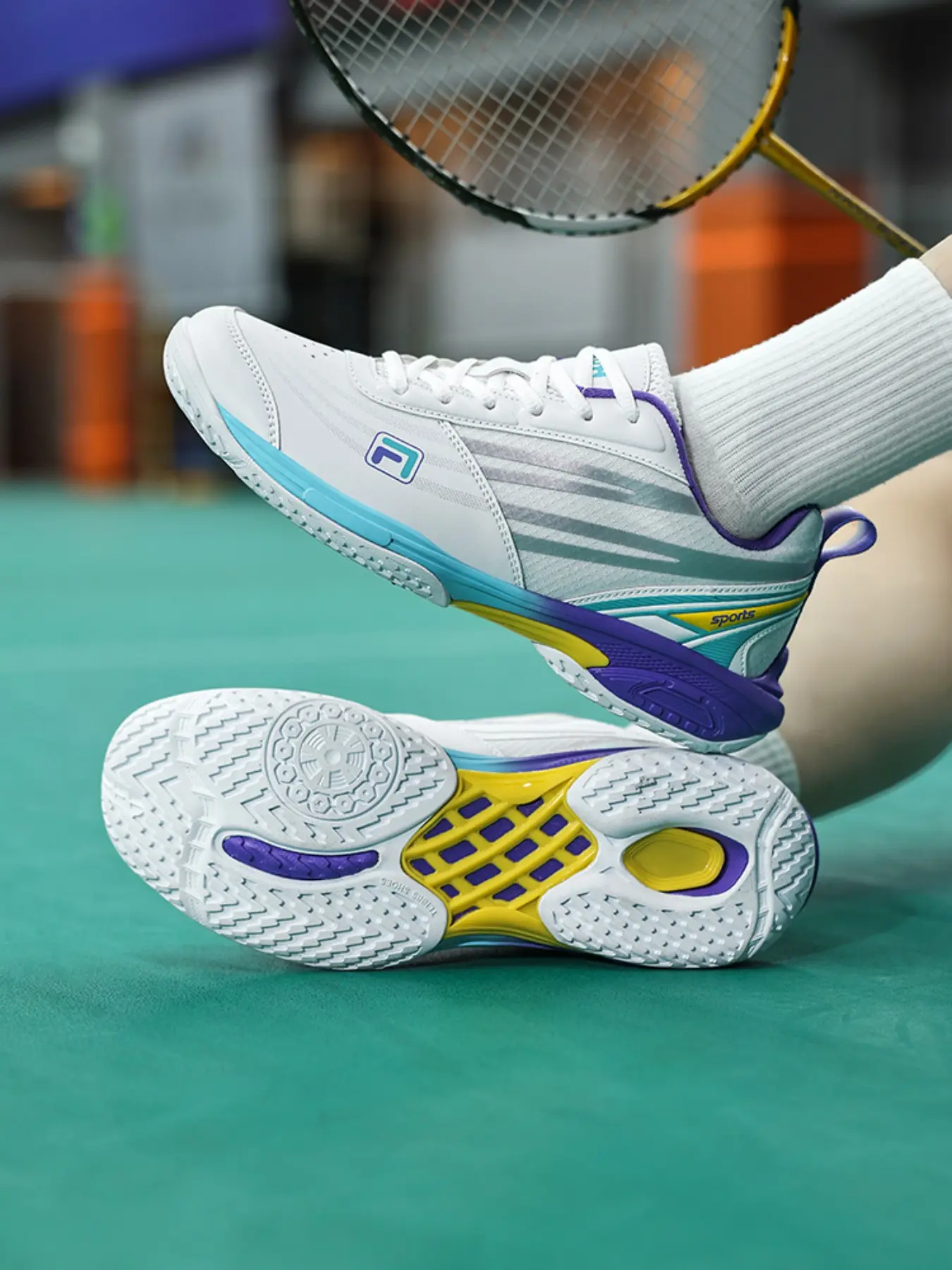 Men's Badminton Shoes, Comfortable Sporty Design, Shock Absorption, Durable and Stylish, Suitable for Indoor/outdoor, All Seasons