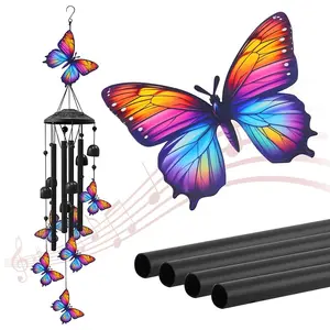 Butterfly Wind Chimes for Outside, Butterfly Design, Black Metal Windchimes Outdoors, Butterflies Gifts for Women/Men, Garden/Yard Decor, Memorial/Birthday Gifts for Grandma/Mom, Durable Chimes for Outdoors