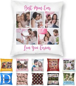 Custom Pillow Case with Picture Text Personalized Photo Pillowcase Customized Design Throw Pillow Cover for Mom Dad Friends Lovers Christmas Birthday B