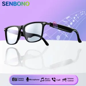 Smart Glasses with Wireless Headphones, Transparent Lens for Music & Calls, PC Frame Wearable Smart Glasses, Built-In Lithium Ion Battery, Lightweight Design, Smart Audio Glasses