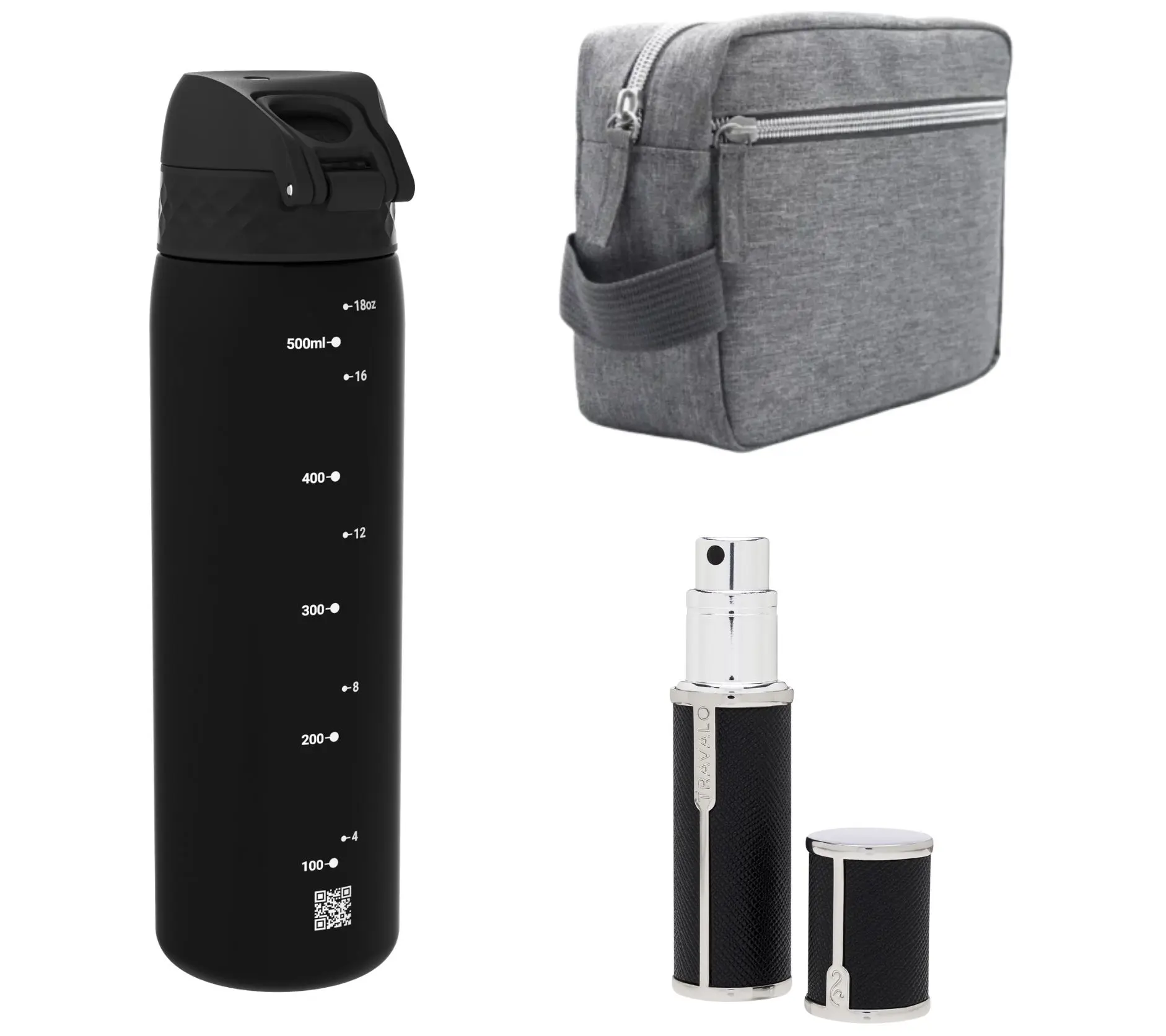 Youzey The Essentials Dopp Kit, Water Bottle, Travalo Atomizer