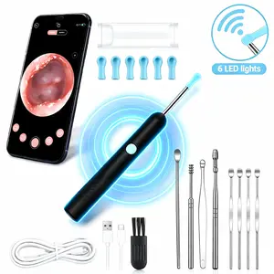 New Professional wireless Bluetooth WiFi Visual Ear Wax Remover, visual ear spoon with 6 silicone replacement heads