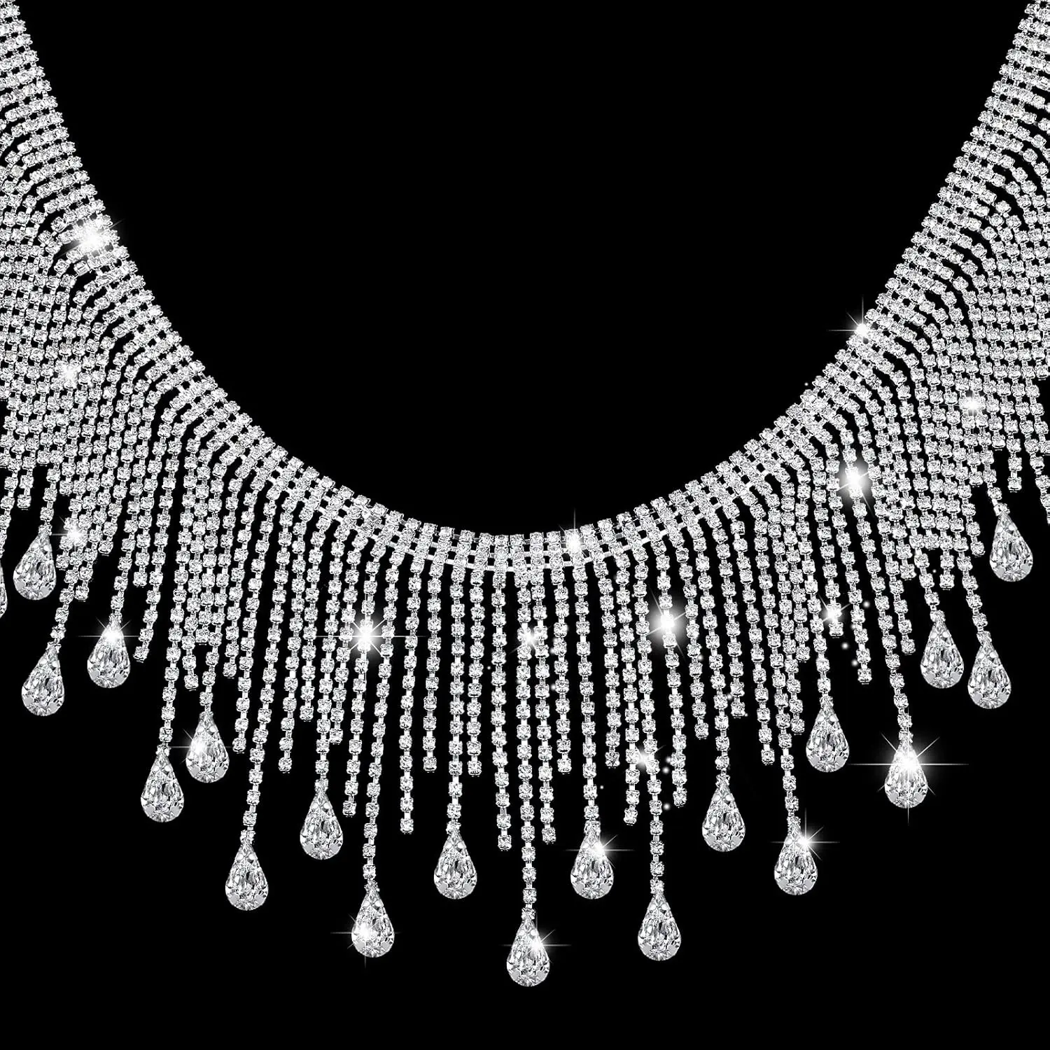 Rhinestone Fringe Trim Rhinestone Ribbon Tassel Chain Applique   Tassel Fringe Trim for Sewing Crafts Clothing Accessories  DIY Decoration(2 Yards)