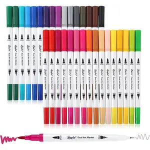 Dual Tip Art Markers Pens for  Adult Coloring Books Artist Fine and Brush Tip Colored Pens Water-color Pens for Journaling Note Taking Writing Planning Art Project