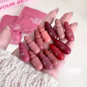 12-color capsule set mini matte lipstick, natural color display and less likely to stain the rim of the cup, portable travel lipstick gift box, essential makeup for students' commutes, birthday present and small gift for best friends, Cosmetic