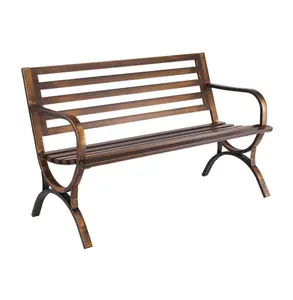 Outdoor Bench 50 Inch Metal Patio Bench, Weatherproof Garden Bench for Yard, Park, Porch - Antique Bronze Finish Default