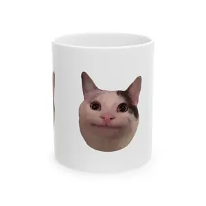 Smiling Cat Face Mug | Ceramic Coffee Cup