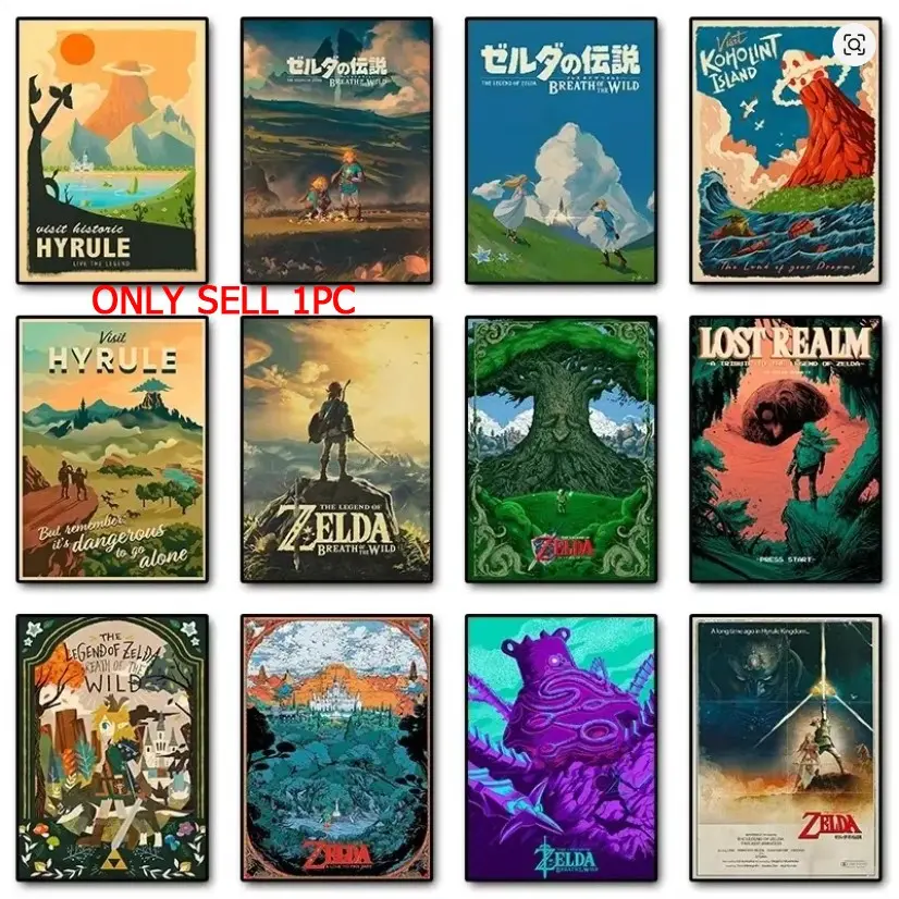 1pc Frameless Zeldas Link Legend Video Game Poster Canvas Painting Poster and Prints Unframed Wall Art Decoration Pictures Artwork for Walls for Modern Bedroom Game Room Home Decor (21 Styles Available)