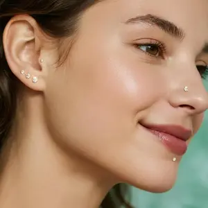 Gold Filled Flat Back Nose Studs for Women Men Elegant Design with Sparkling Gem Versatile for All Occasions Comfortable Fit Easy to Wear