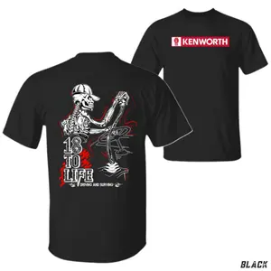 Kenworth Trucker T-Shirt, Skeleton Gear Shifter 18 to Life Design, Kenworth Big Rig Graphic Shirt, For CDL Drivers & Long Haul Truckers, Gift for Road Warriors or Diesel Enthusiasts Gift for Birthday Anniversary Holiday Christmas Halloween