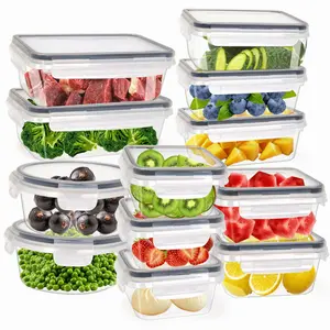 8/12pcs Food Storage Container Fresh-Keeping Boxes with Easy-to-Secure Lids Airtight Plastic for Pantry Travel Outdoor Picnics Kitchen Organization Includes Labels and Marker