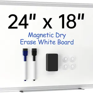 Magnetic Whiteboard Wall 24" x 18" Dry Erase Board with Silver Frame Hanging White Board Office