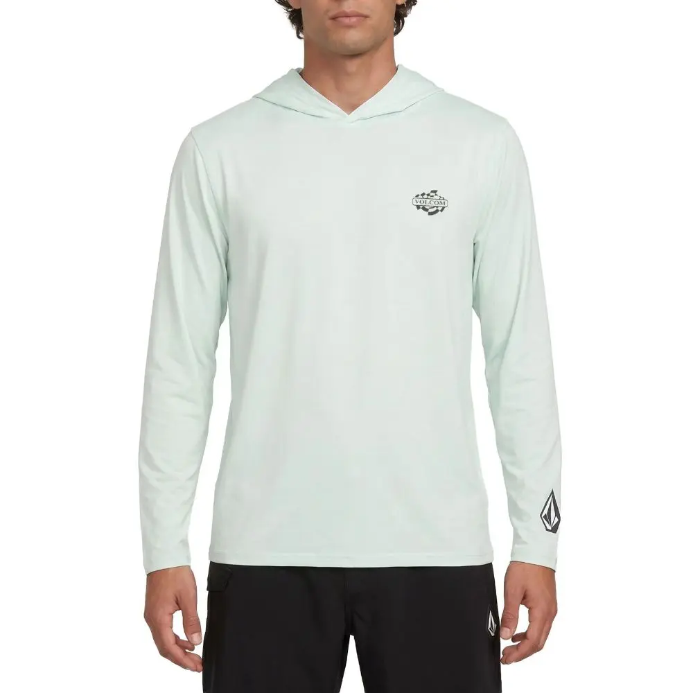 Volcom Men's Long-Sleeve Hooded Rashguard, UPF 50+ Sun Protection Shirt for Water Sports, Surfing, and Swimming Wear, Outdoors, Move With Ease, Layer-Friendly, Beachwear