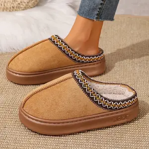 Lumubby Women Men Slippers Plush Warm Fuzzy House Slippers Platform Slipper Slip-on Shoes Winter Indoor Outdoor Footwear Soft