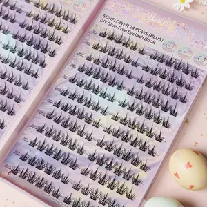 Self-Adhesive false eyelashes book, No Glue Needed! Pre glued eyelashes clusters, Natural Wispy Lashes Reusable, Lightweight, Easy Apply for Beginners, eyelashes natural look, High-volume false eyelashes kit, Cosmetics, Eyelash Extensions Set