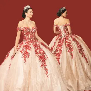 (LIVE 5) Beautiful Quinceanera Dress with Tulle and Embroidery - Elegant Off-Shoulder Design for Special Occasions