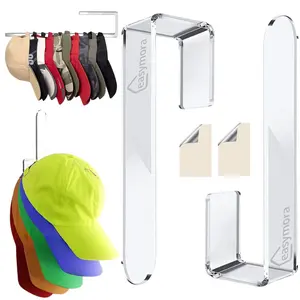 Mother Day Gift: 2PCS Baseball Caps Clear Acrylic Hat Hook for Wall, Wall-Mounted Adhesive Hat Organizer, Space-Saving Closet Rack, No-Drill Cap Holder for Men, Dad, Versatile Display Stand for Hats and Accessories