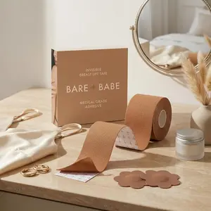 Boob Tape for Breast Lift - Strapless Bra Alternative - Hypoallergenic Satin Nipple Pasties - Adhesive Body Tape for Women's Clothing, Supportive Fashion Accessory for Backless Dresses, Tops, and Swimwear, Water Resistant and Comfortable for All Day Wear