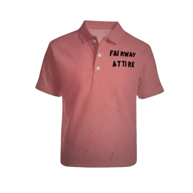 Fairway Attire Bright Pink Polo Shirt - 95% Polyester & 5% Spandex, Full-Width Printing, Short Sleeve, European Size, Comfortable Fabric