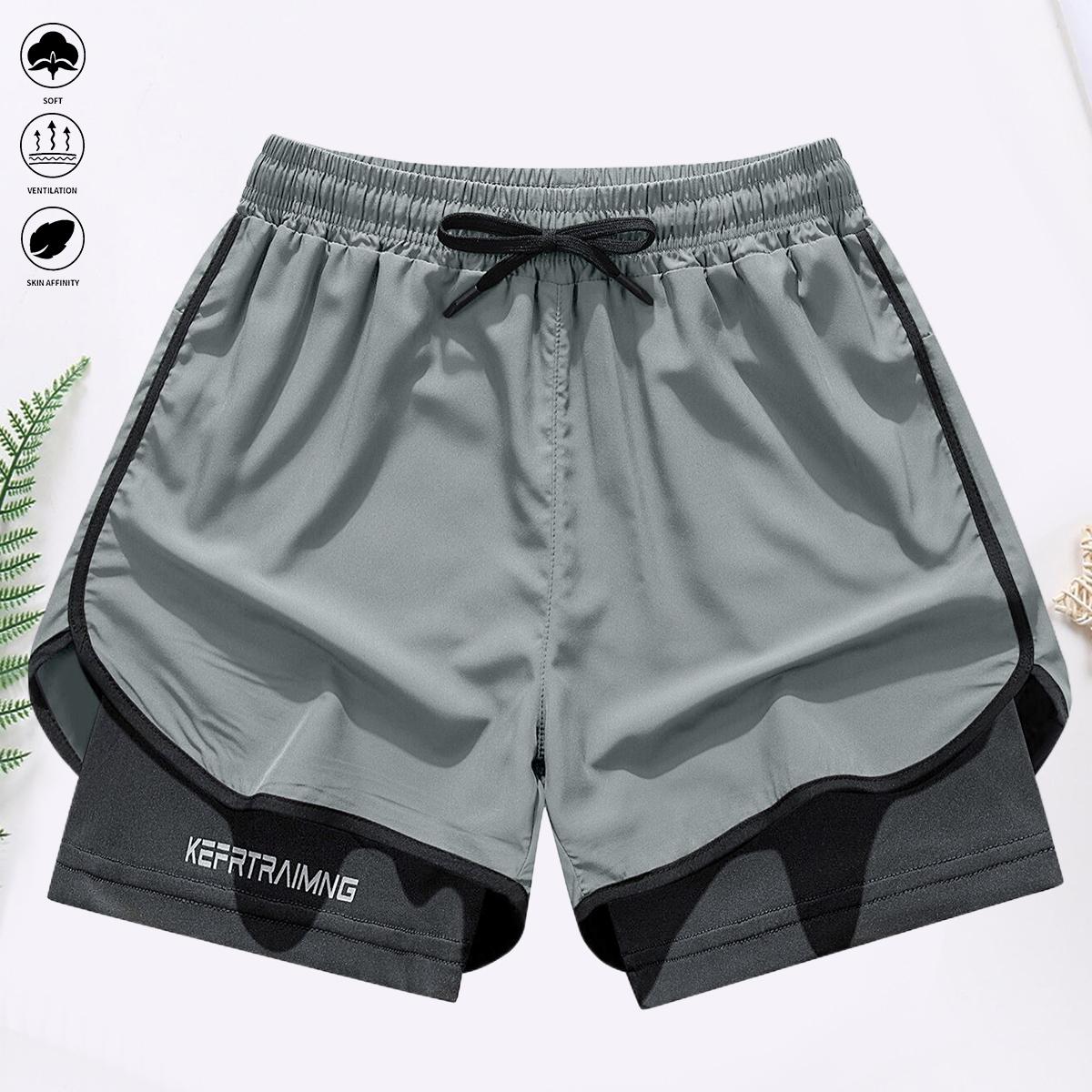 Men’s quick-dry, stretchy summer training shorts with built-in liner—lightweight, breathable running shorts that are versatile for gym workouts and beach trips; a stylish 2‑in‑1 quick‑dry, breathable athletic short for training.