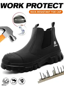 High Top Boots, Slip-On Safety Shoes, Workboots, Durable Eva Sole, Geometric Design, Comfortable & Breathable, Ideal for Construction Workers