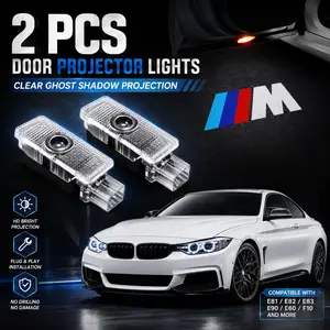 2Pcs Car fade Door Welcome Lights, LED Puddle Projector Ghost Shadow Lamp Compatible with BMW E81 E82 E83 E90 E60 F10, Plug and Play Replacement door light headlight