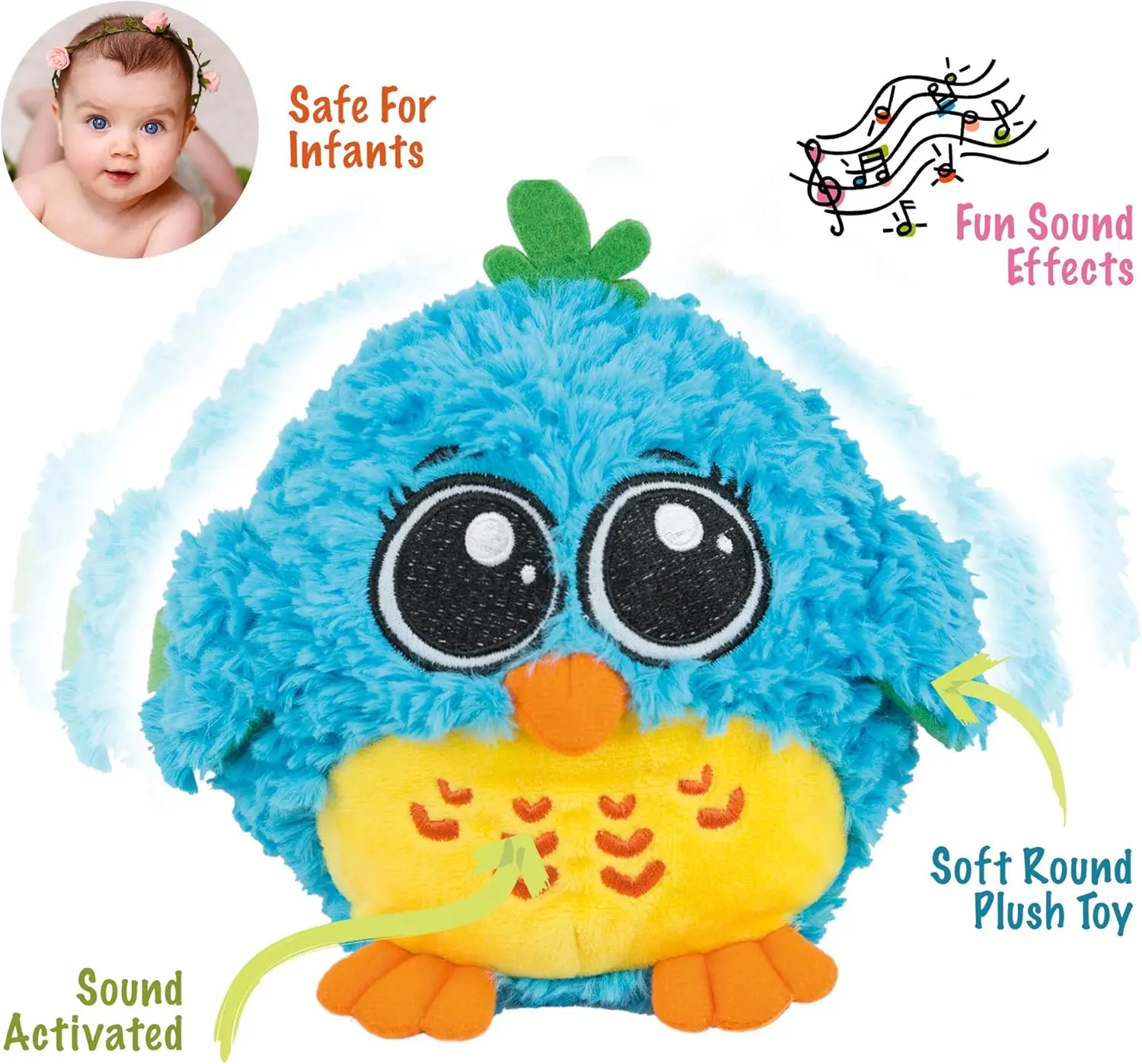 Interactive Baby Toys for 6-18 Months – 'Mr. Blue' Singing Bird & Peek-A-Boo Donkey – Musical, Touch & Sound Activated Gifts for Infants & Toddlers
