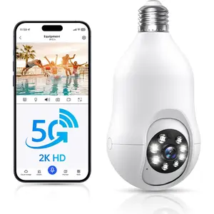 Light Bulb Security Camera 5g/2.4ghz WiFi, 2K Lightbulb Security Cameras Wireless Outdoor EseeCloud, 360 Front Porch Cam Screw in Light Socket Motion Sensor Color Night Vision 2-Way Audio