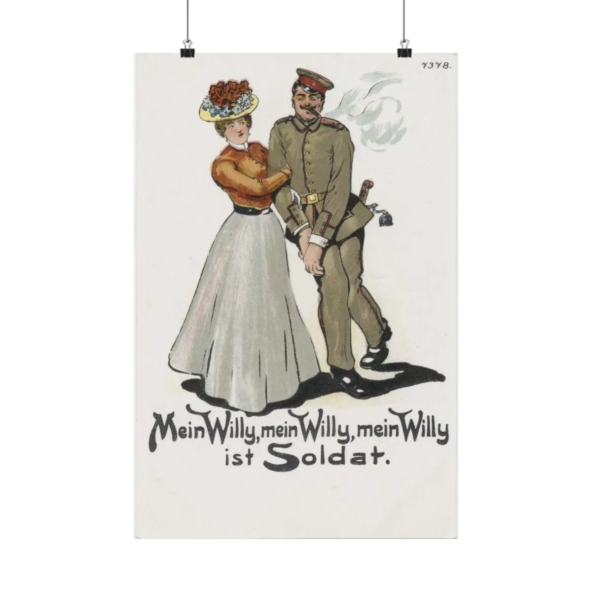 German WW1 Postcard Mein Willy Soldat Drunken Soldier Lovers Matte Posters