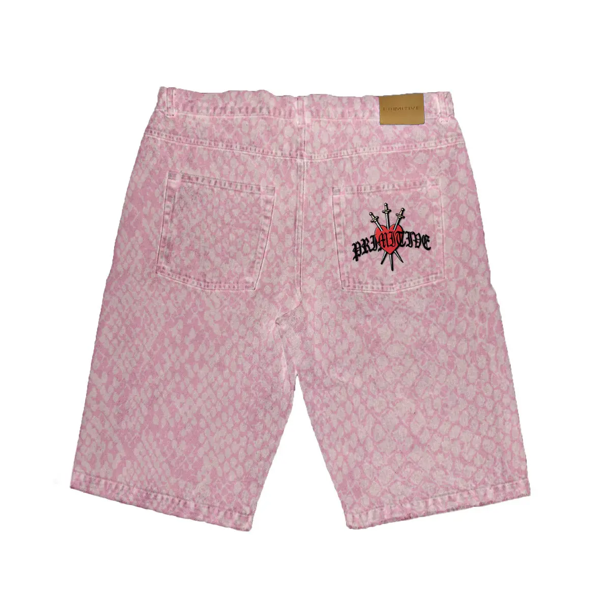 Primitive Apparel Men's Casual Cotton Denim Shorts, Menswear with Embroidery Detailing, Breathable Fabric Design, Men's Shorts, Mid Waist