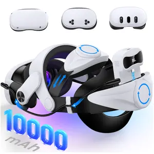 ESYWEN 10000mAh Battery Elite Strap for Meta/Oculus Quest 2 / 3 / 3S – Adjustable Overhead Headband with Top Strap & Rotatable Dial, 45° Flip-Up Hinge, Extended Comfort & Power Bundle Includes 2nd & 3rd Gen Connectors, Charging Cables & Cleaning Cloth