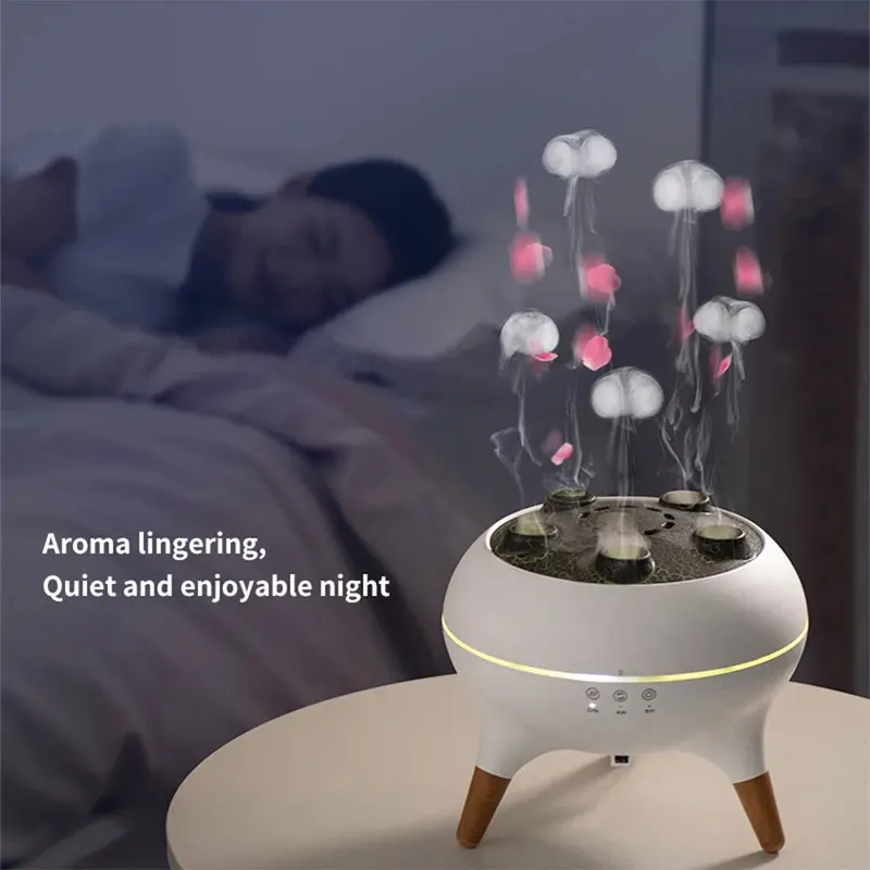 Flame Air Humidifier Hair Diffuser - Dynamic Jellyfish Aroma Diffuser with Colorful Gradient Ambient Lights, Remote Control for Home Fragrance & Aromatherapy