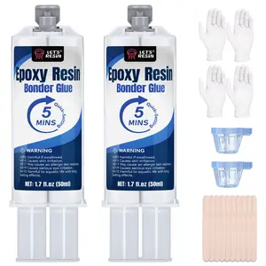 5 Minute Epoxy Glue 3.4oz, Clear High Strength Adhesive 2-Part Epoxy with Mixing Tools, Waterproof Fast Cure Resin Glue for Wood, Ceramics, Plastic, Glass, Metal, Repair - LET'S RESIN