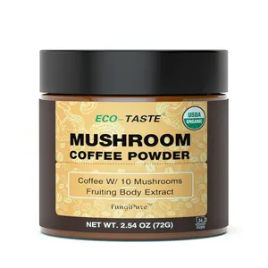 ECO-TASTE Organic Mushroom Coffee With 30% Beta-Glucans - Fungipure Lions Mane & Reishi Extract - Instant Arabica, 36 Servings