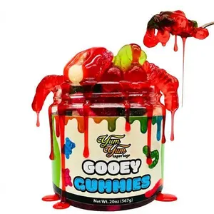 HOT! Yum Yum Delights Certified Organic GMO-Free Tangy Sour Candy Mix - Gooey, Oozing, Sticky Liquid & Chewy Snacks with Wild Cherry Gummies, 6-Month Shelf Life, Resealable Container, Candies, Snack