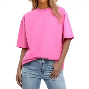 Holafish Acid Washed Tshirts Oversized for Women Heavy Cotton Vintage Unisex Tees Loose Fit Crewneck Short Sleeve Casual Streetwear Baggy Basic Tops