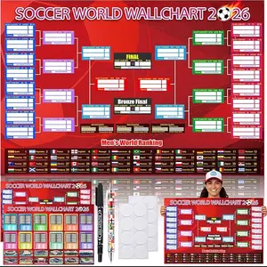 2 PCS WC Schedule Poster 2026 Large 24x33 Inch Tournament Wall Chart Set with No Crease Matte Finish, Includes Marker & Accessories for Fixture Tracking, Soccer Fans Gift & Decor