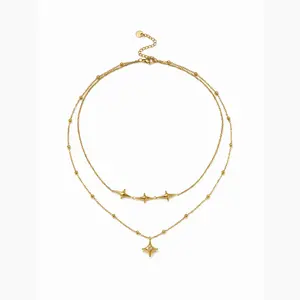 Cider  18K GOLD PLATED STAINLESS STEEL STAR LAYERED NECKLACE