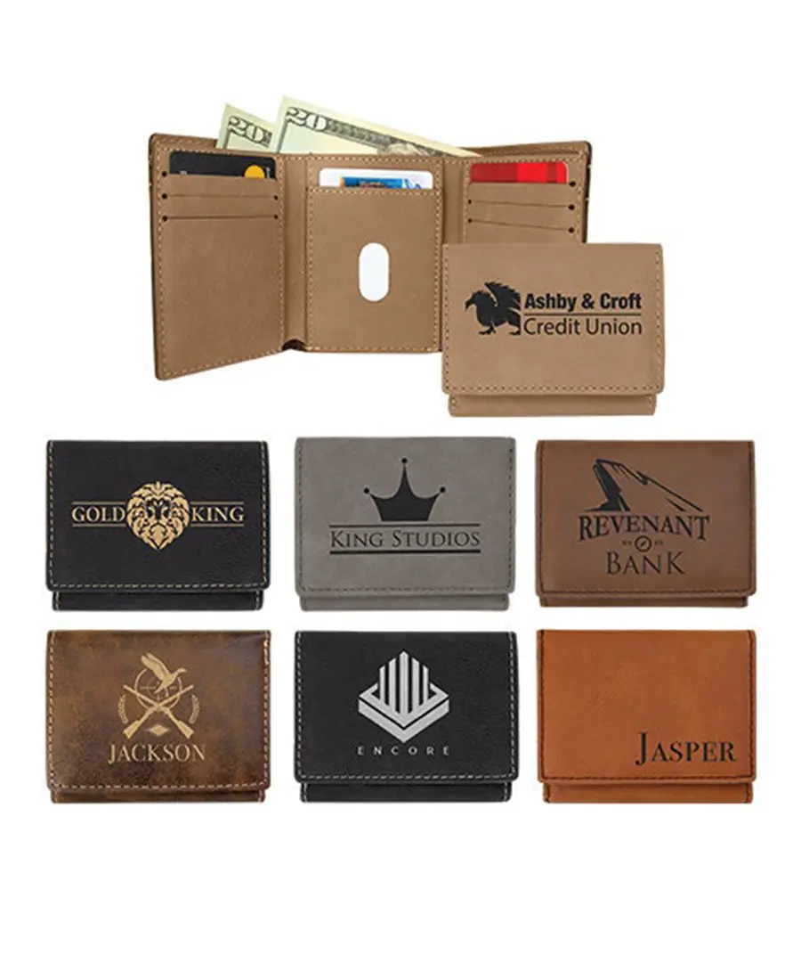 Custom Engraved Men's Trifold Leather Wallet