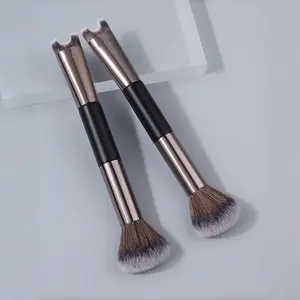 1PCS Double-Ended Multi-Functional Makeup Brush - For Contour, Blush & Nose Shadow. Soft Bristle 2-in-1 Beauty Tool, Essential for Flawless Makeup Looks, Beauty Duo Brush