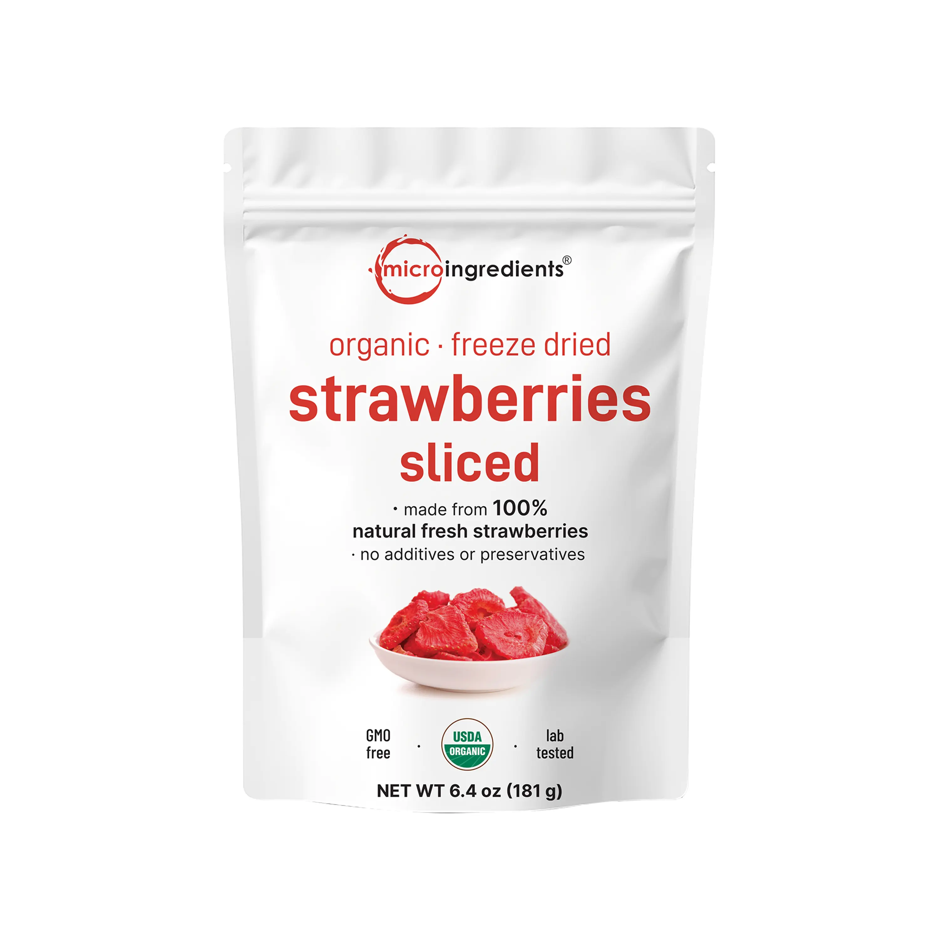 Micro Ingredients Organic Freeze Dried Strawberries Sliced Fruit Snack Micro Ingredients Organic Freeze Dried Strawberries Sliced Fruit Snack