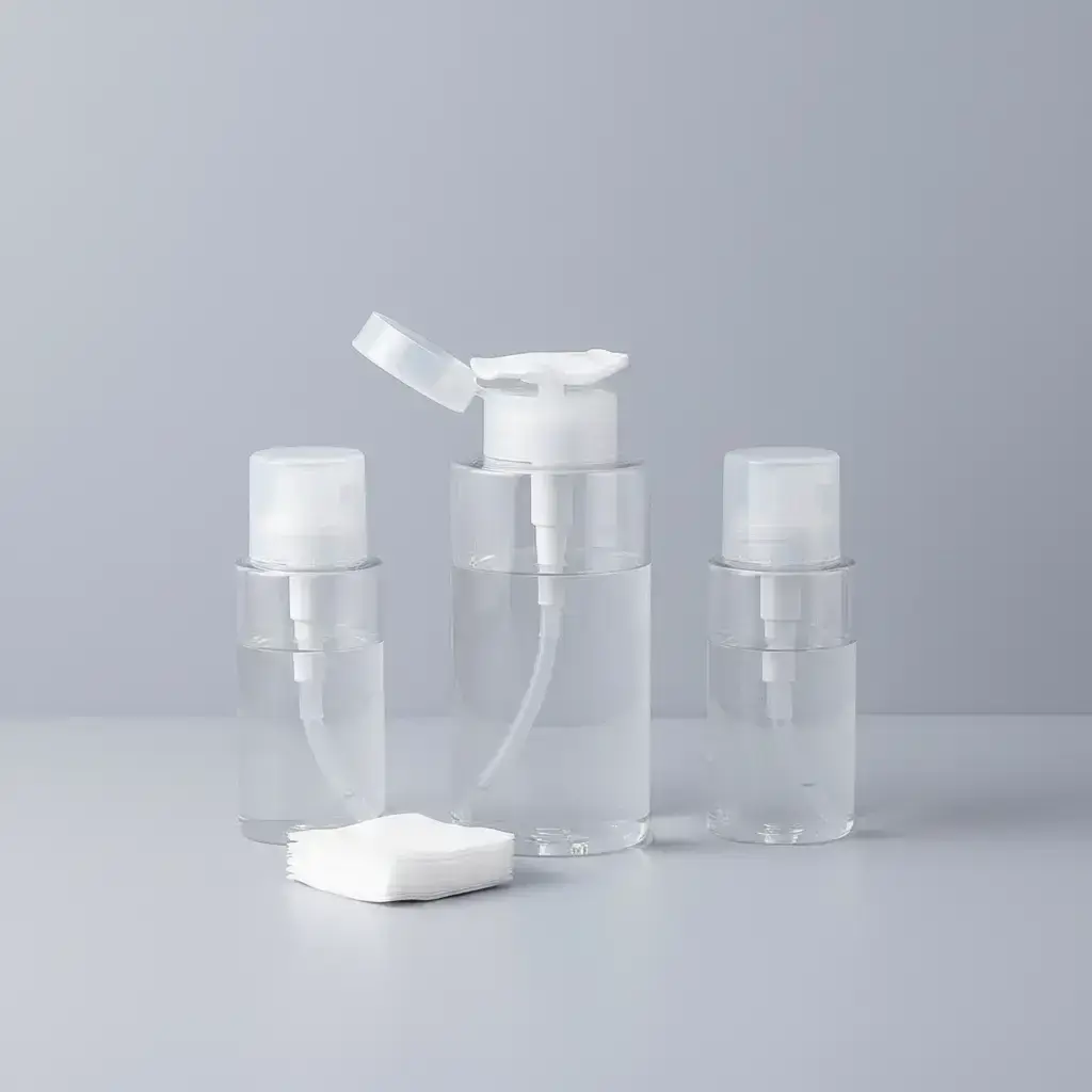Push Down Pump Dispenser For Nail Polish Remover Empty Plastic Dispensing Bottle Refillable Clear Cosmetic Container For Travel, Makeup Tool