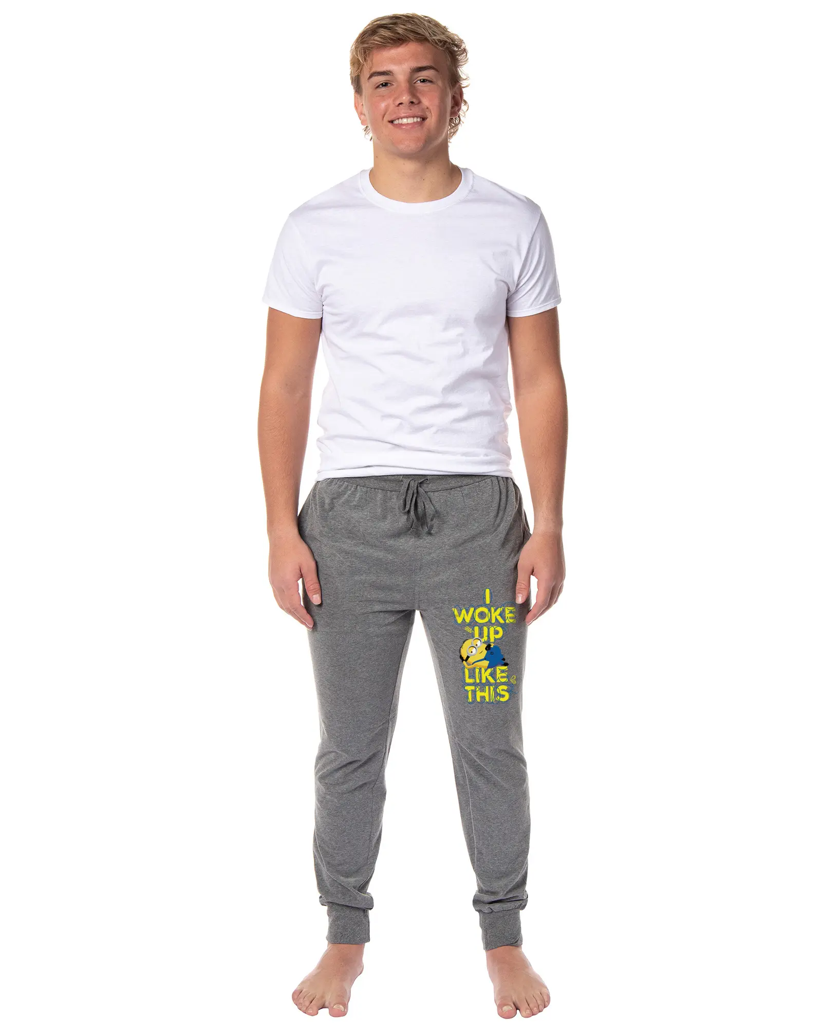 Despicable Me Minions Mens' Movie Woke Up Like This Jogger Sleep Pajama Pants, Fabric, Nightwear