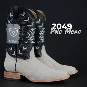 2049 Pelo Moro Western Rodeo Boots Botas Vaqueras De Rancho Cowhide Square Toe
