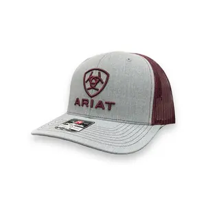 Ariat Shield/Lettering Logo Hat - Light Grey/Maroon