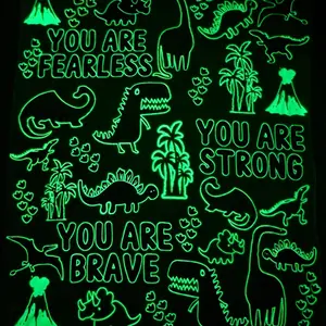 Glow in the Dark Blanket XL Size 59"x 79" Super Soft with Mini UV Flashlight, Dinosaur Theme, 100% Polyester, Ideal for Kids and Teens