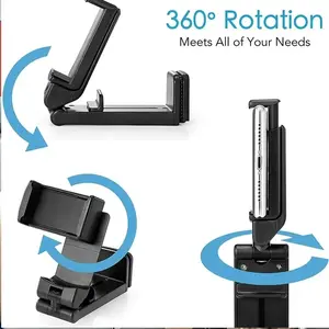 Portable Travel Phone Holder, Foldable Desktop Stand, Adjustable Rotation Selfie Tripod, Car Seat Back Organizer, Essential Airplane Accessory