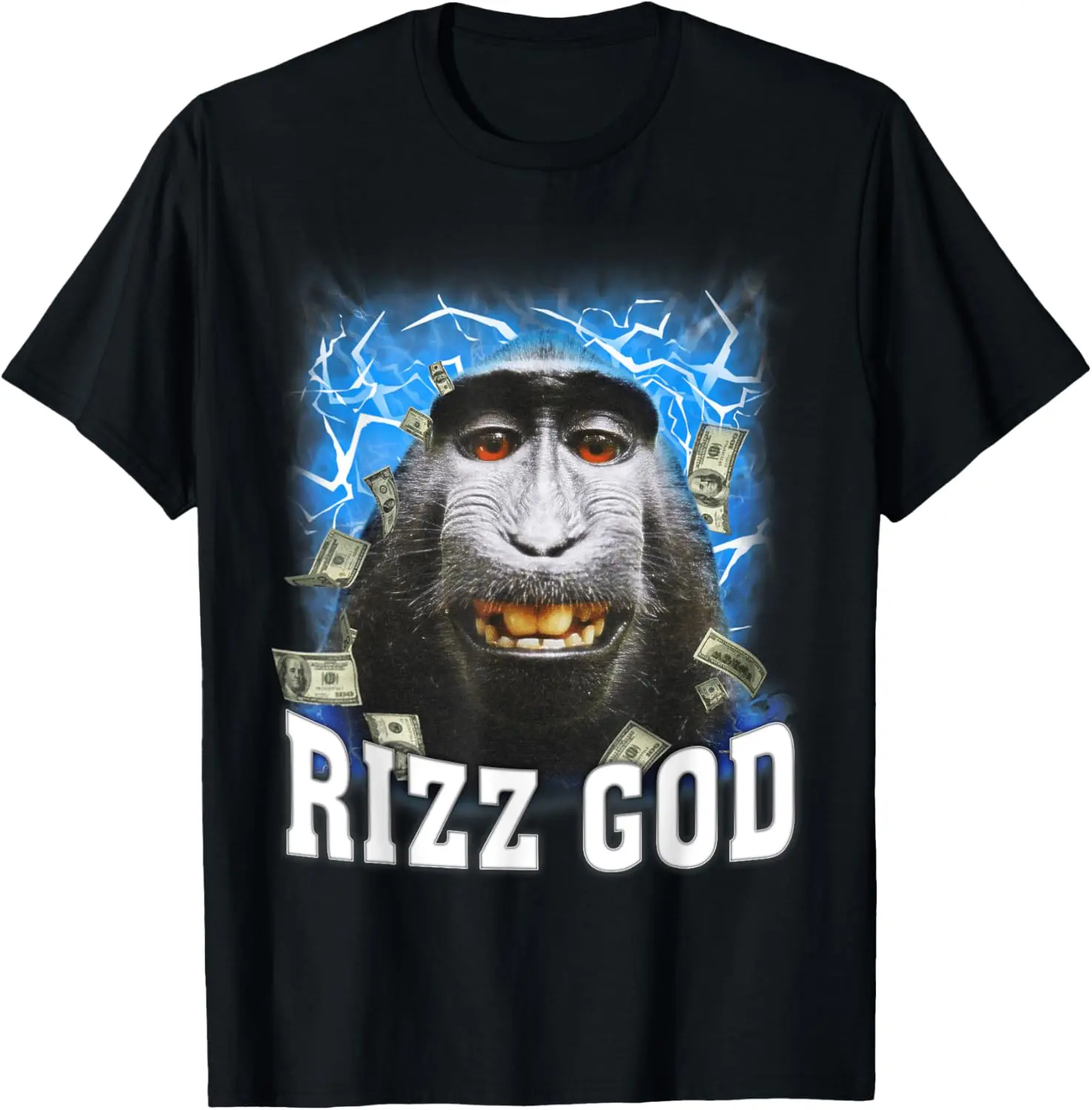 Men's Pure Cotton Round Neck Short-Sleeve Graphic T-Shirt - Rizz God Rizzler Trending Meme Design, Soft, Casual, Fitness, Sports Top, Gift for Men